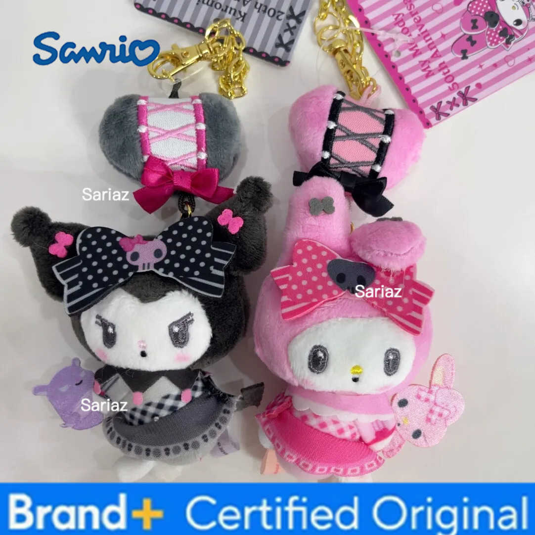 Sanrio Kawaii 50th Anniversary Limited My Melody Plush Doll Keychain Kuromi Stuffed Keyring Girly Backpack Pendant Bestie Gifts H251225