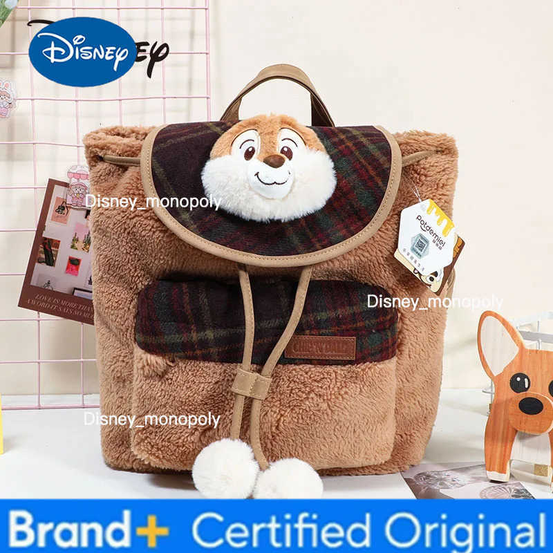 Disney New Original Retro Backpack Large Capacity Cartoon Cute Doll Handbag Fashion Versatile Grid Backpack Girl Birthday Gift H251225