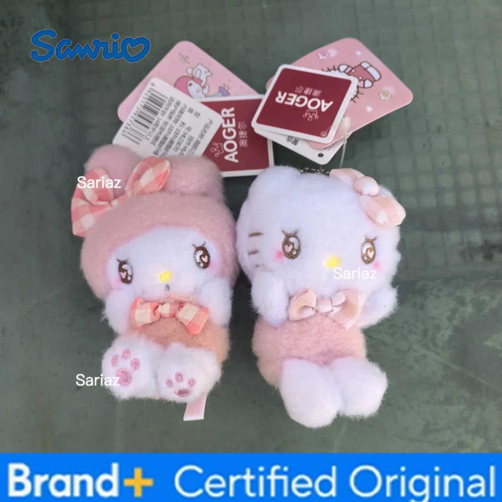 Sanrio Cute Melody Pochacco HelloKitty Kuromi Cinnamoroll Plush Pendant Girls Bag Backpack Car Stuffed Keychains Lovely Keyrings H251225