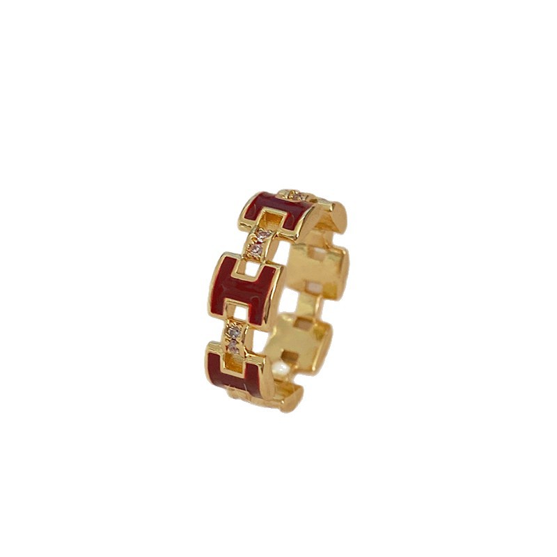 Zircon Letter Open Vintage Elegant Niche Index Finger Light Luxury High-end Feel Ring for Women - view 6