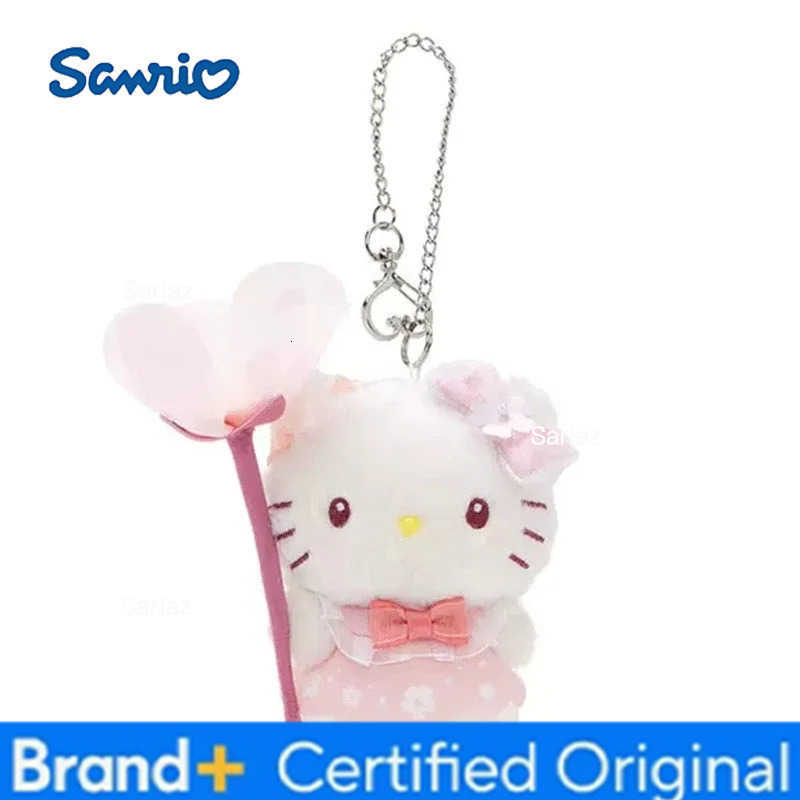 Sanrio Flower Fairy Style Plush Keychain Cute Hello Kitty Kuromi Bag Accessories Cinnamoroll Backpack Pendant for Birthday Gift H251225