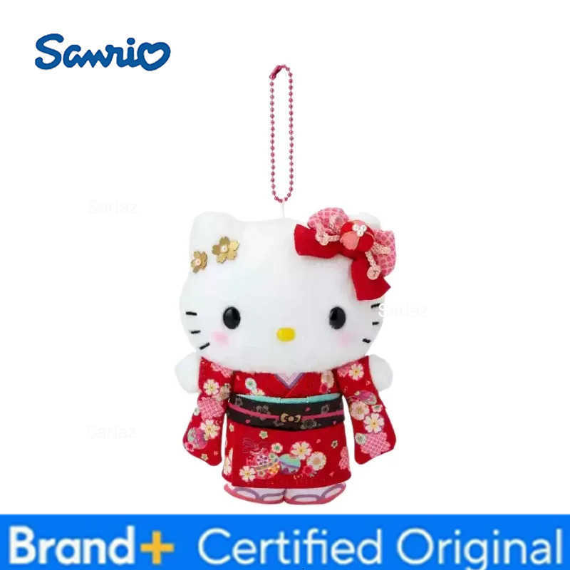 Sanrio 16CM Hello Kitty Plush kimono keychain Cartoon Cinnamoroll My Melody Kuromi PP Cotton stuffed dolls schoolbag pendant Gift H251225