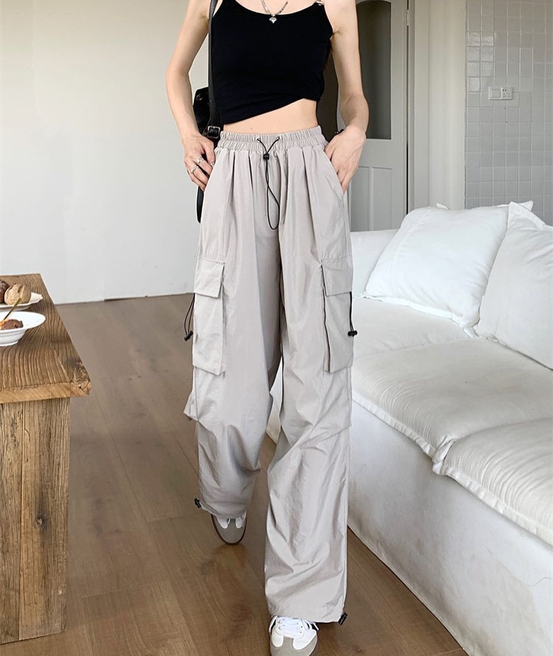2026 Summer New Arrival Unisex American Style Quick-Dry Cargo Pants | High-Waisted Wide-Leg Parachute Pants | Casual Athletic Trousers
