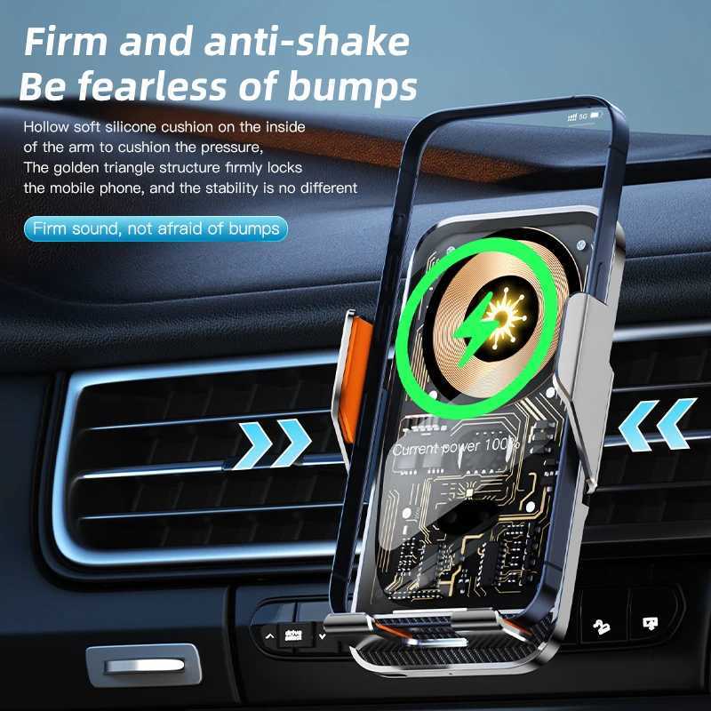 Universal Car Wireless Charging Mobile Phone Holder Air Outlet Mount Transparent Vehicle Navigation Bracket for Smartphones K260307