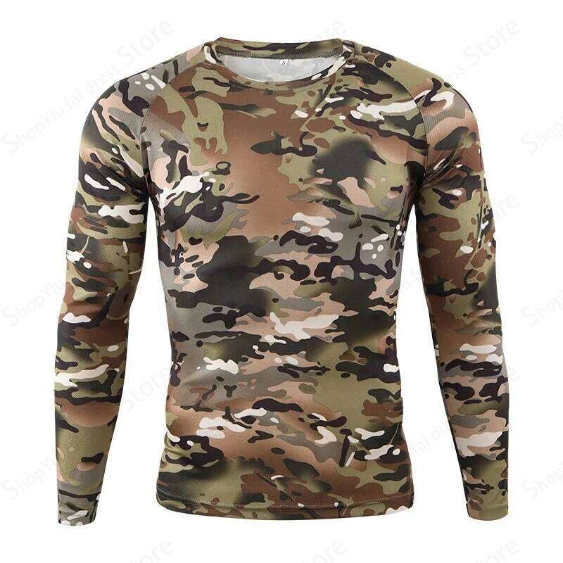 2025 3D Printed Pattern Long Sleeve T-Shirt Fashion Breathable Outdoor Camouflage Top Men's Clothing