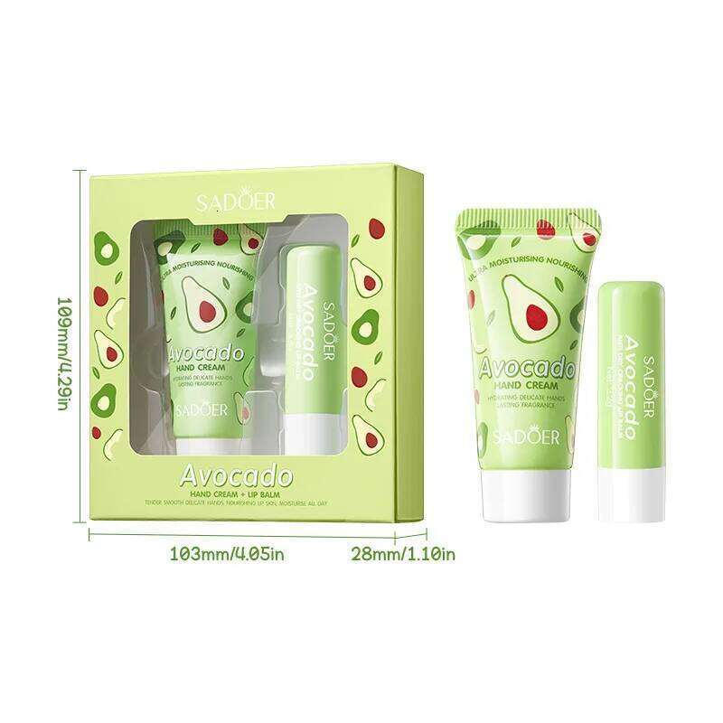 Avocado Hand Cream and Lip Balm Set Deeply nourishing, locks in moisture X251225