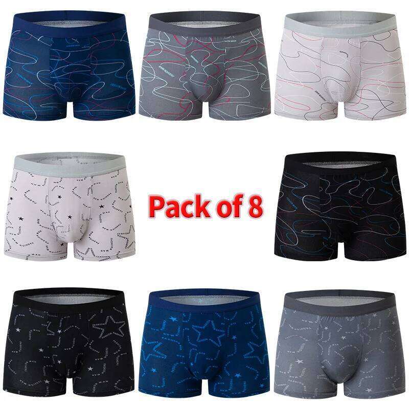 8 Pack European American Size MEN'S FASHION Printed Underwear Comfortable and Breathable 45-120kg Fat Men Can Wear Shorts. X251225