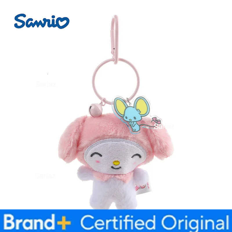Sanrio Kawaii Kuromi Cinnamoroll Plush Toys Keychain Cartoon Hangydon Bell Backpack Pendant Decoration Friends Birthday Gifts H251225