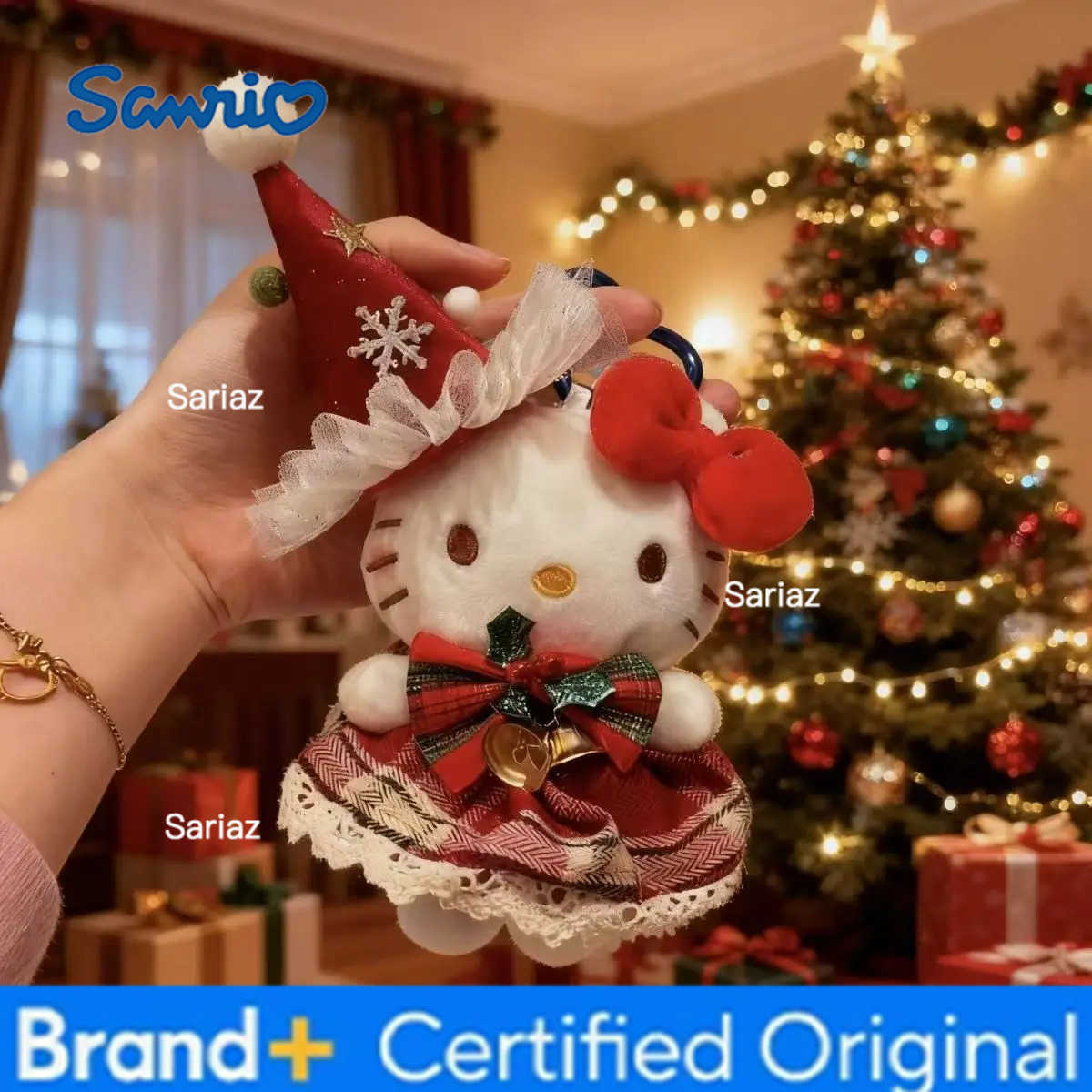 Sanrio Hello Kitty Cute Cartoon Santa Claus Autumn Winter Plush Keychain Package Ornament Friend Girl Birthday Christmas Gifts H251225