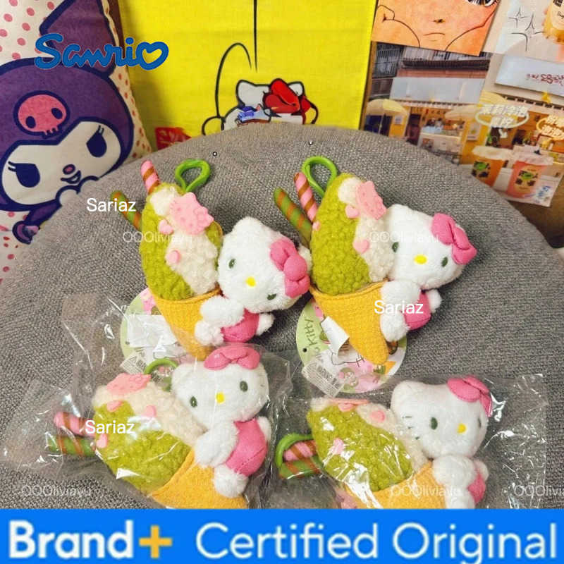 Sanrio Matcha Dessert Series Hello Kitty cake Roll Plush doll Keychains kawaii Donut IceCream curly hair Kitty cat Stuffed toy H251225