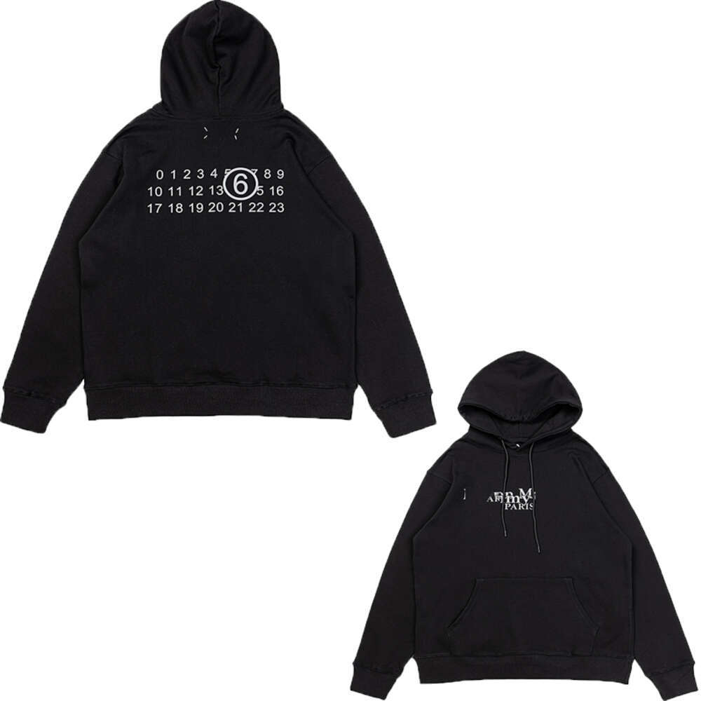 Maisonly Margeilaly Hoodie Designer Digital Mm6 Print Hoodie Zipper Cardigan Mens Hoodies Number Pattern Round Neck Long Sleeve Sweatshirts Maison Hoodie 91E