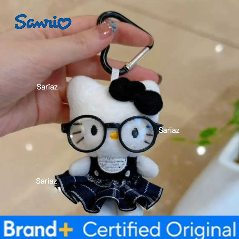 Sanrio Hello Kitty Kawaii Super Cute Glasses Doll Bag Decoratio Cartoon Cute Plush Doll Keychain Giving Christmas Gifts To Girls H251225