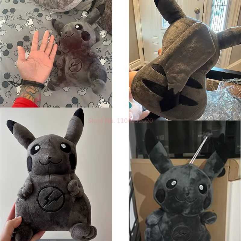 Pokemon Dark Pikachu Doll 55CM Kawaii Pop Anime Stuffed Pillow Soft Plush Toy for Female Fans Collectible Black Pikachu Gift W251225