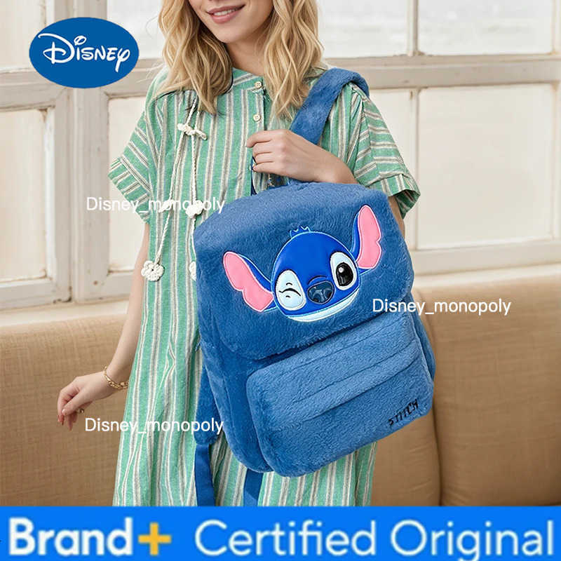 Disney Large Capacity Coral Velvet Backpack For Women 3D Cartoon Lightweight Soft Schoolbag Travel Commuting Backpack H251225
