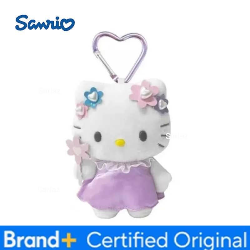 Sanrio Kawaii Hello Kitty Unicorn Black Skin Mermaid Telescopic Plush Keychain Backpack Pendant Decoration Girl Birthday Gift H251225