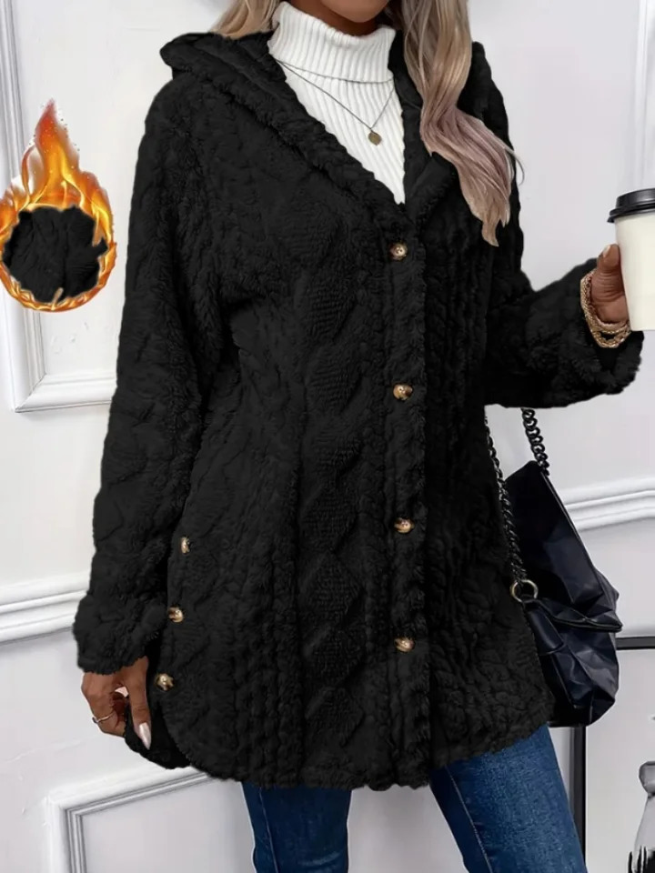 Winter Fashion Warm Long Sleeve Cardigan Hooded Women Coat Casual Elegant Outwear 251225