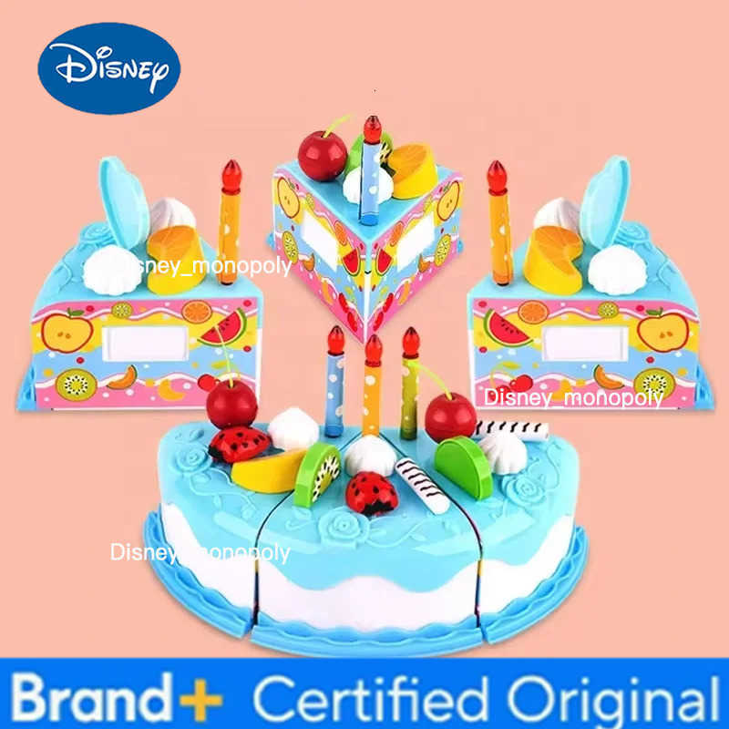 Disney Kids Toy Simulation DIY Birthday Cake Model Kitchen Pretend Play House Cutting Fruit Food Toy for Toddler Children Gift Boy Girl H251225