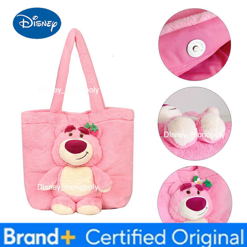 Disney New Cartoon Plush Doll Shoulder Bag Sweet and Cute Soft Handbag For Girls Stitch Strawberry Bear Tote Bag H251225