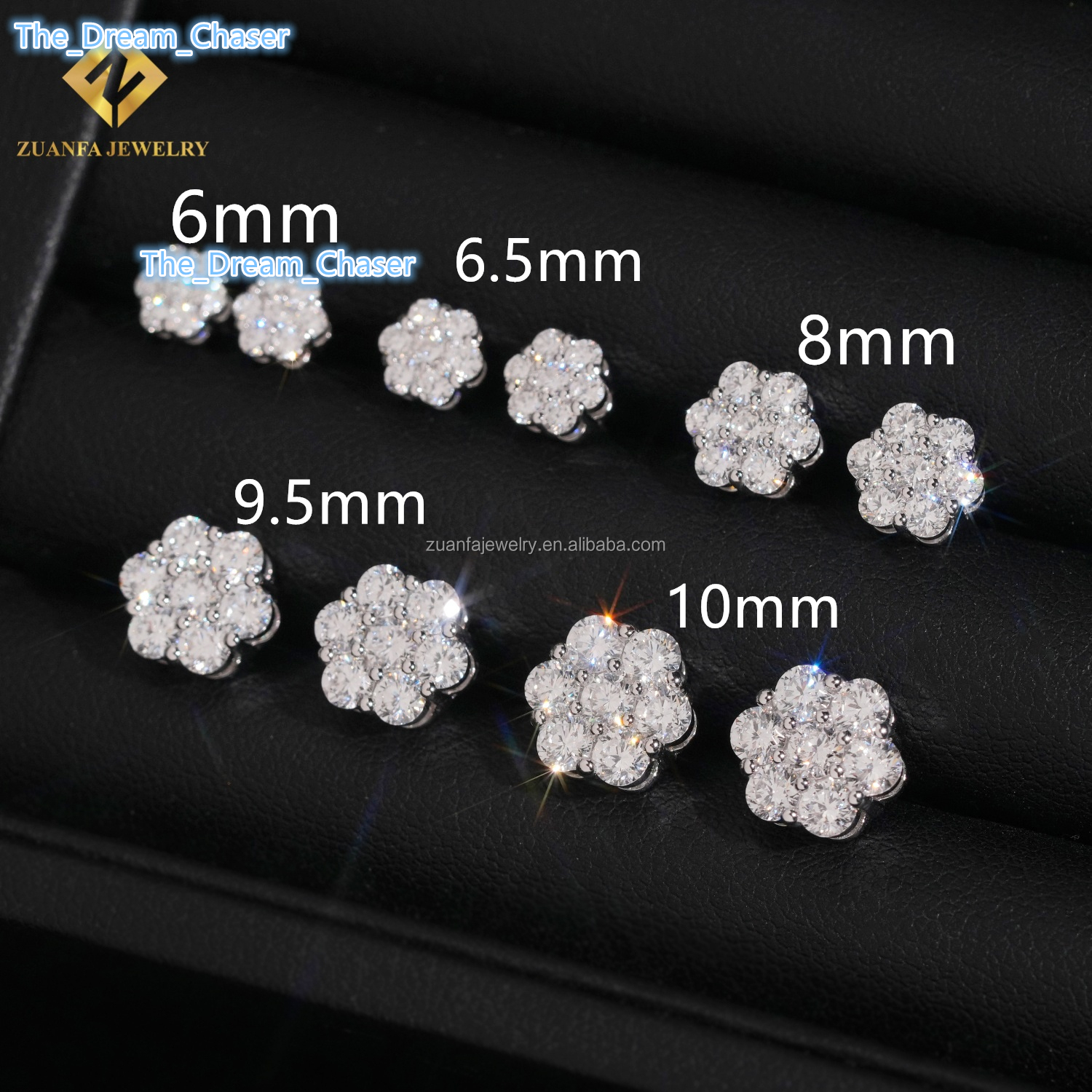 Certificate Full Size Iced Out 925 Sterling Silver Lab Grown Diamond HPHT Honey Comb Setting Luxury Stud Earrings Screw Back