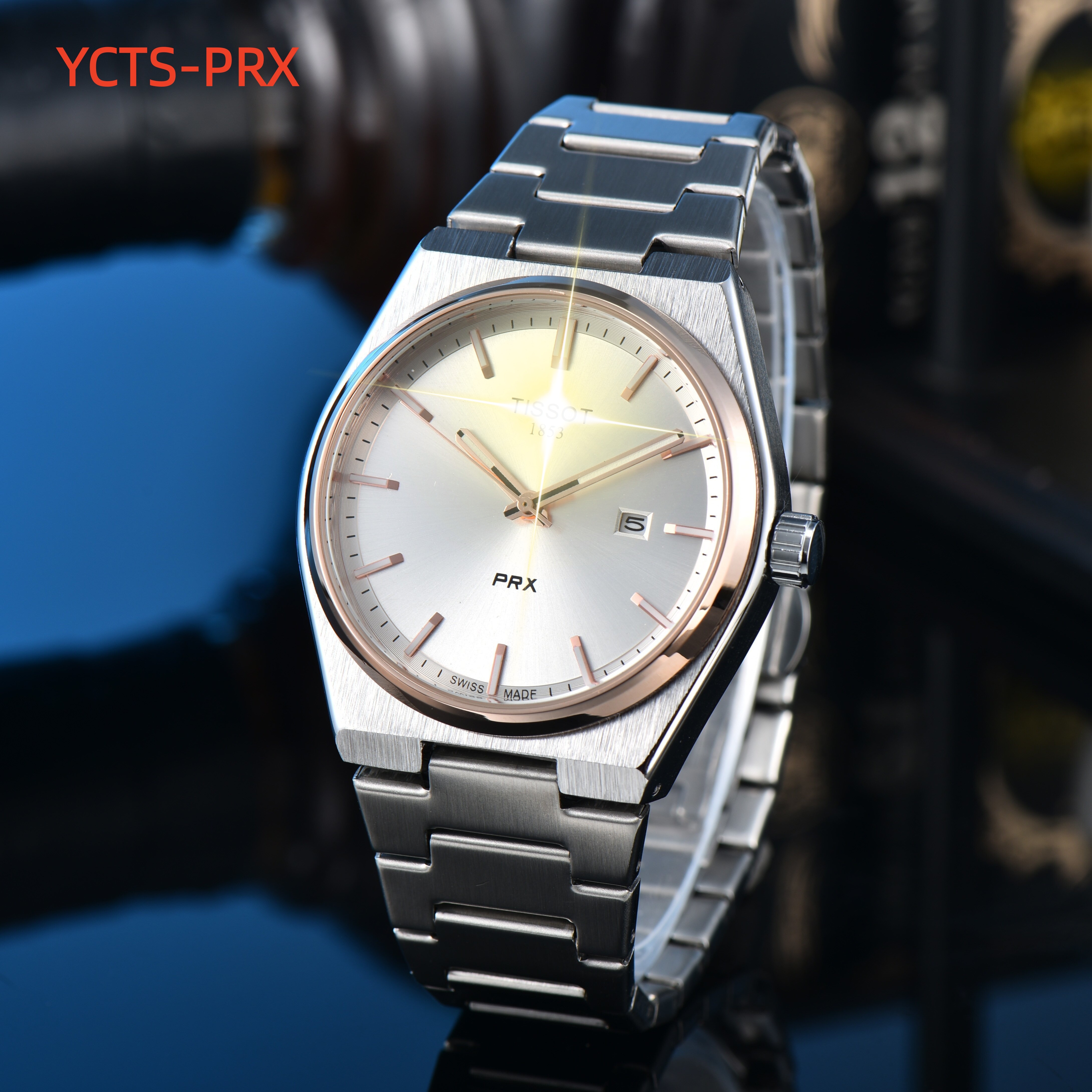 Mens 1853Tissity watch designer luxury quartz movement watches high qualit rose gold size stainless steel strap sapphire Orologio PRX TISSOTly Wristwatches 1853