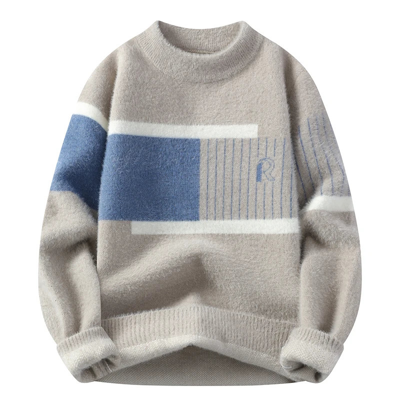 Mens Printed Street Fashion Casual Sweaters Autumn Winter Slim Fit Men Sweater Thicken Warm Wool Pullovers Full 251225