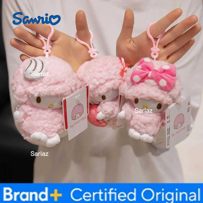 Sanrio Kawaii Pink Piano Sheep Plush Doll Keychain Coin Purse Sweet Girl Cute Backpack Pendant Keyring Decoration Holiday Gifts H251225