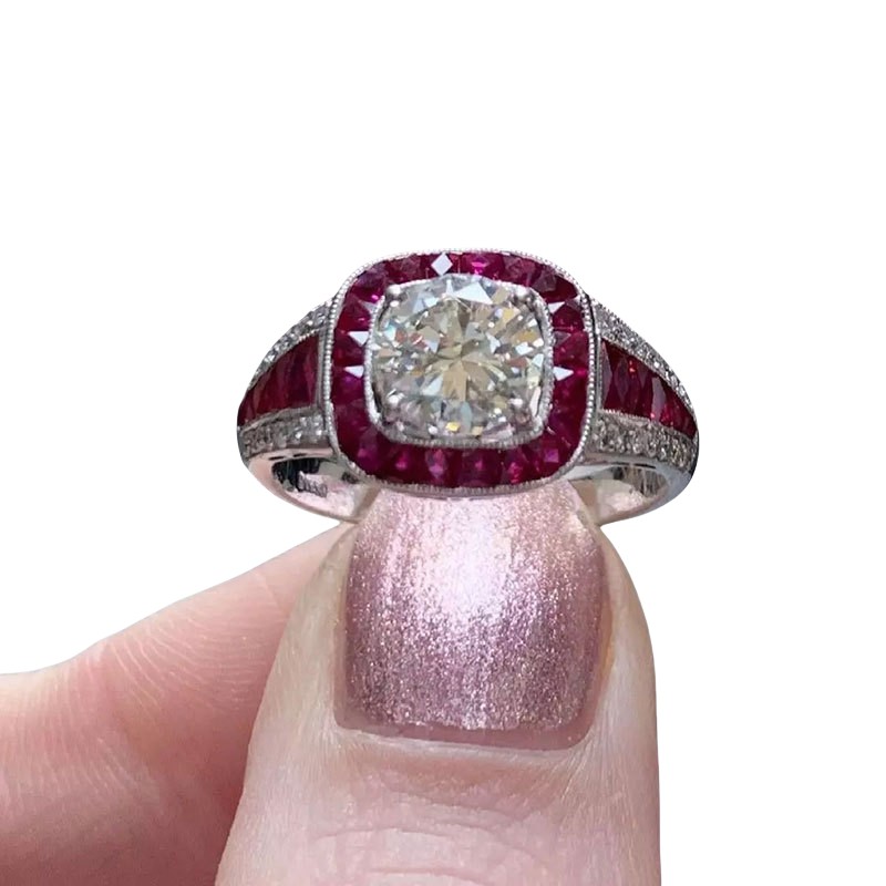 Choucong Wedding Rings Vintage Jewelry 10KT White Gold Fill Round Cut White Topaz CZ Diamond Gemstones Ruby Elegant Women Enagement Bride Ring Lover G