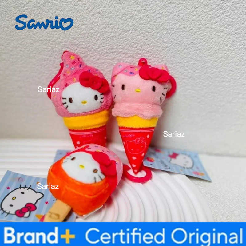 Sanrio Summer Ice Cream Series Hello kitty Stuffed Plush Toy Pendant cream kitty bag Accessories Kawaii cartoon Plush key ring H251225