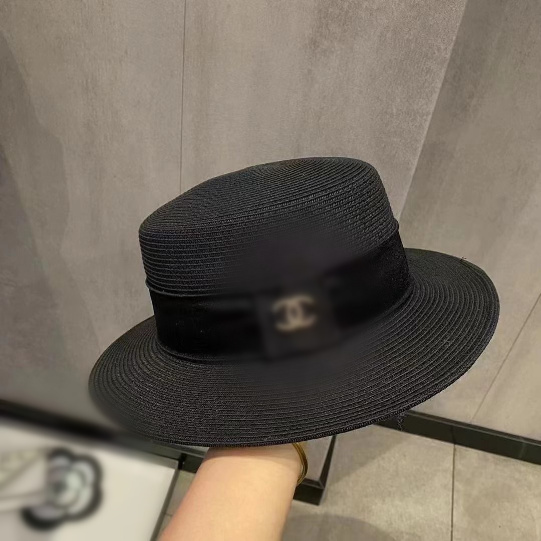 High-quality flat-top straw summer wide brim hat seaside outings beach sun and shade protection hats for women