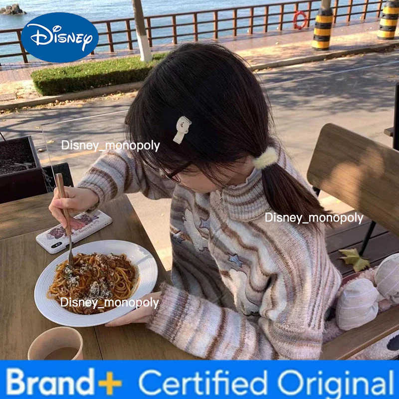 Disney Y2K Striped Knitted Cardigan Women Vintage Oversized Sweater Outerwear Japanese Kawaii Embroidery Knitwear Winter Jumpers H251225