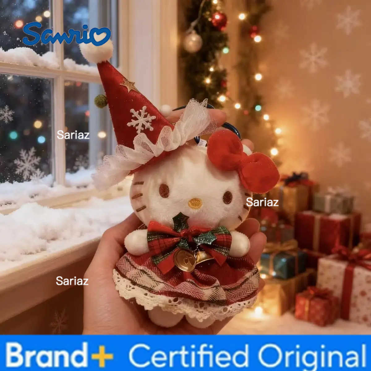 Sanrio Hello Kitty Cute Cartoon Santa Claus Autumn Winter Plush Keychain Package Ornament Friend Girl Birthday Christmas Gifts H251225