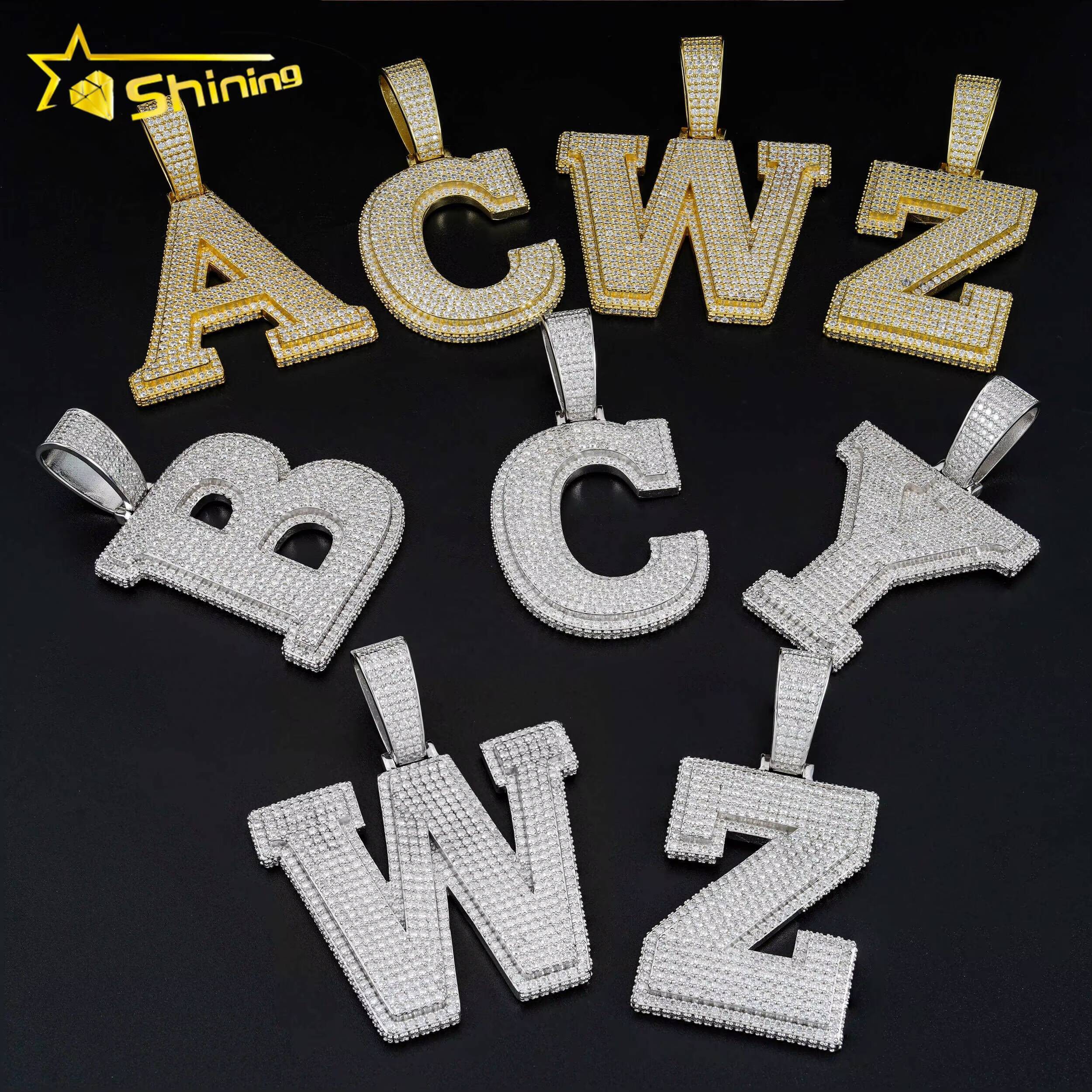 High Quality Bling 925 Silver Fully Iced Out Custom Letter D Moissanite Hip Hop Pendant for Men