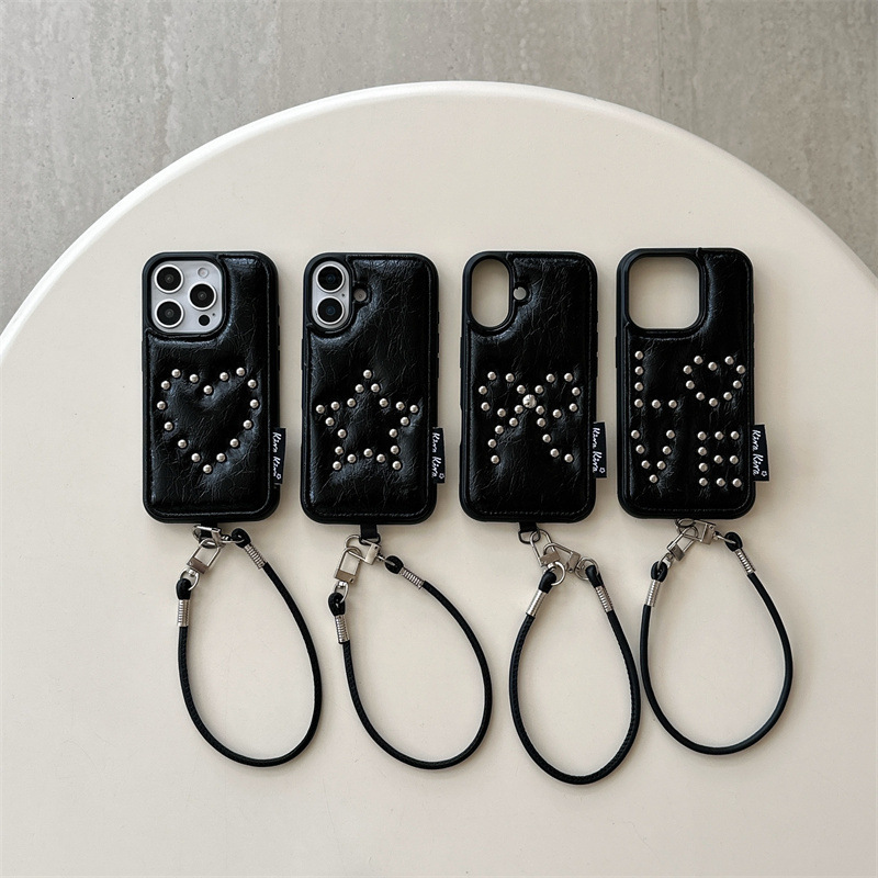 High-end Leather Rivet Bowknot Case for iPhone 16 Apple 15 Pro Max/14/13 New Model
