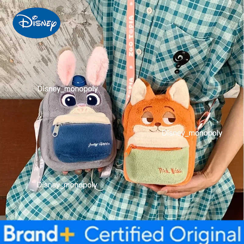 Disney Kawaii Zootopia 2 Plush Backpack Judy Nick Crossbody Bag Storage Bag Plush Anime Toy Girl Childrens Christmas Gift H251225