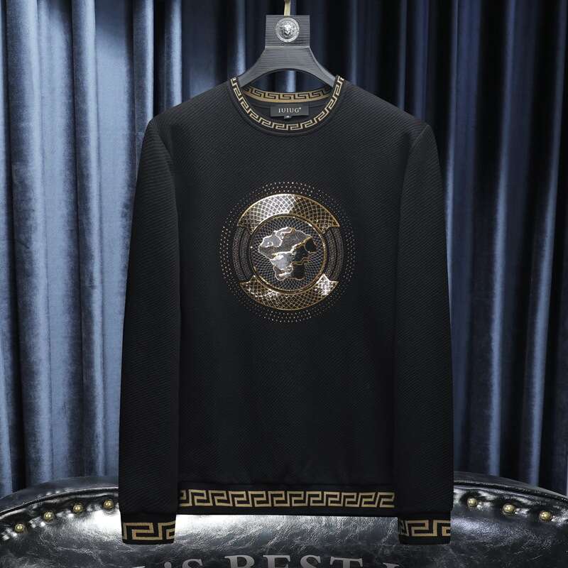 SANRAN New Sequin Embroidered Crew Neck Casual Versatile Sweatshirt Fashion Trend Men's Base Shirt