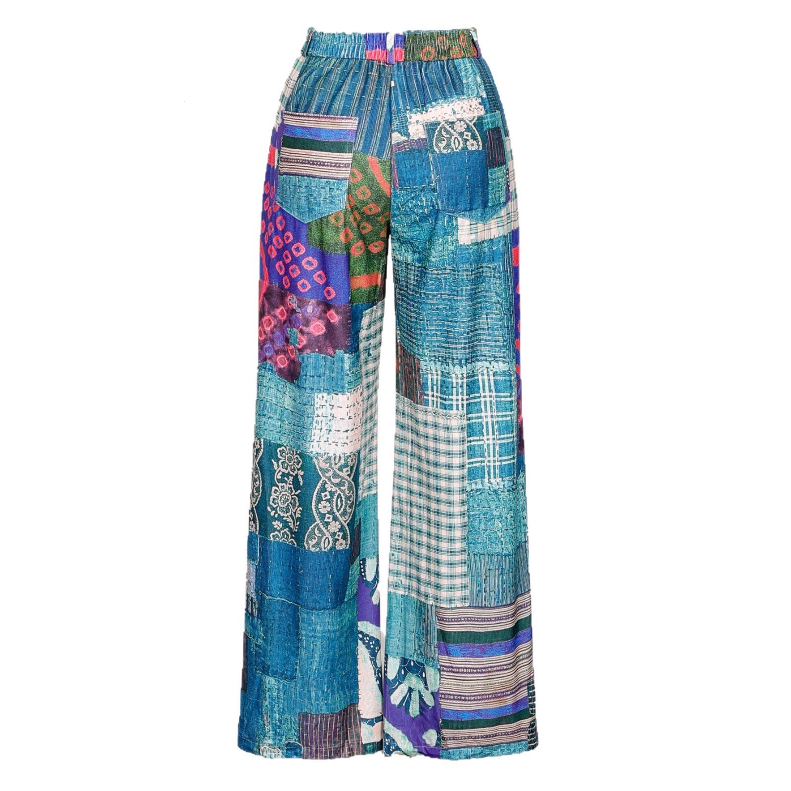 Womens Spring Patchwork Denim Big Flare Pants Vintage Zipper Streetwear Pocket Wide Leg Tassels Mid-Waist Jeans Pants 240822