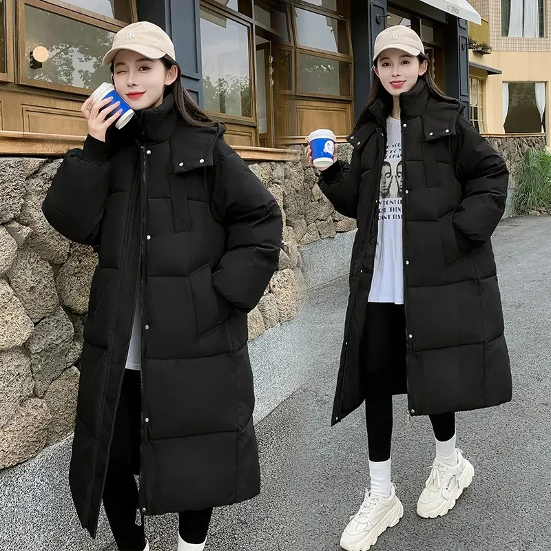 Womens Winter Parka Coat Korean Version Fashion Loose Lady Outerwear Elegant Versatile Hooded Ladies Down Cotton Jacket 251225