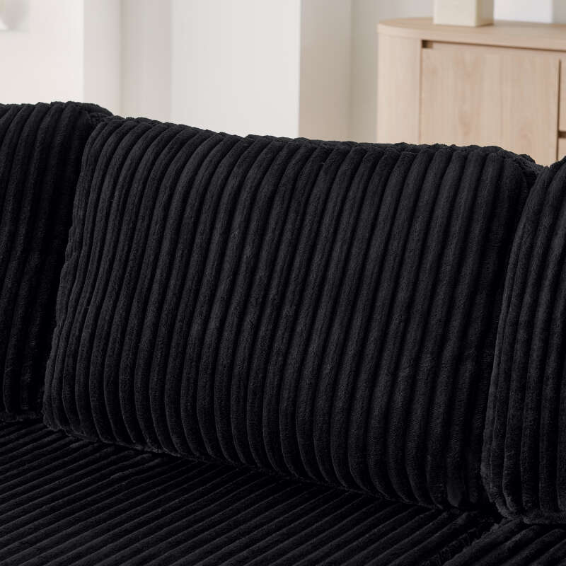 U shape Modular Sofa, Sectional Modern Minimalist Style Corduroy Couch, Sleeper for Living Room, Bedroom, Comfy Compressed Sofa -Black 4049