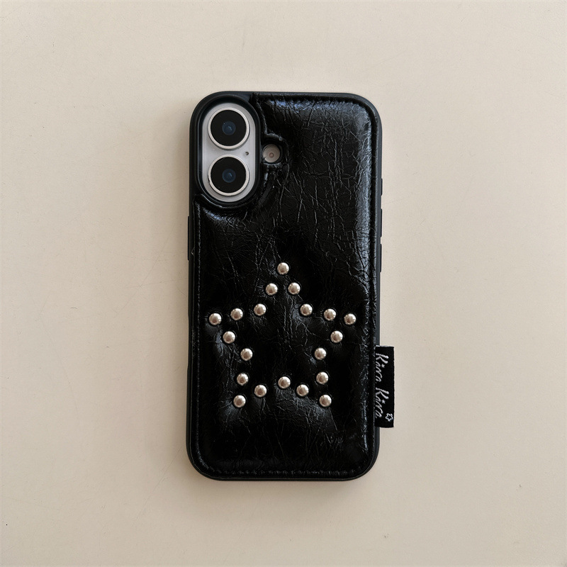 High-end Leather Rivet Bowknot Case for iPhone 16 Apple 15 Pro Max/14/13 New Model