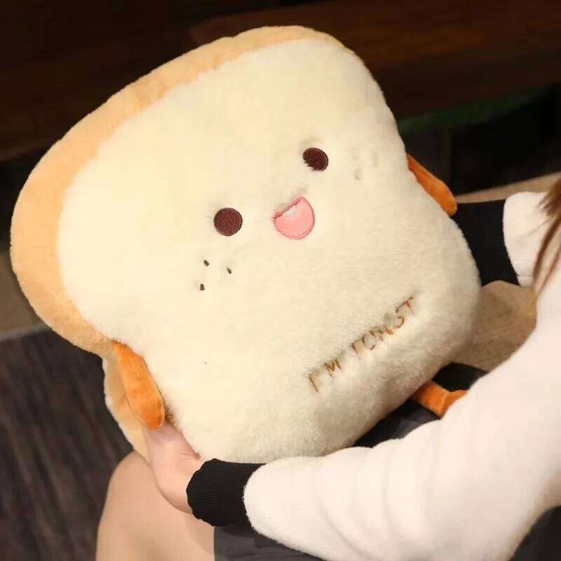 Plush Toast Bread Cute Simulation Food Hot Dog Soft Doll Hand Warmer Pillow Cushion Home Decor Kids Toys Birthday Gift X251225