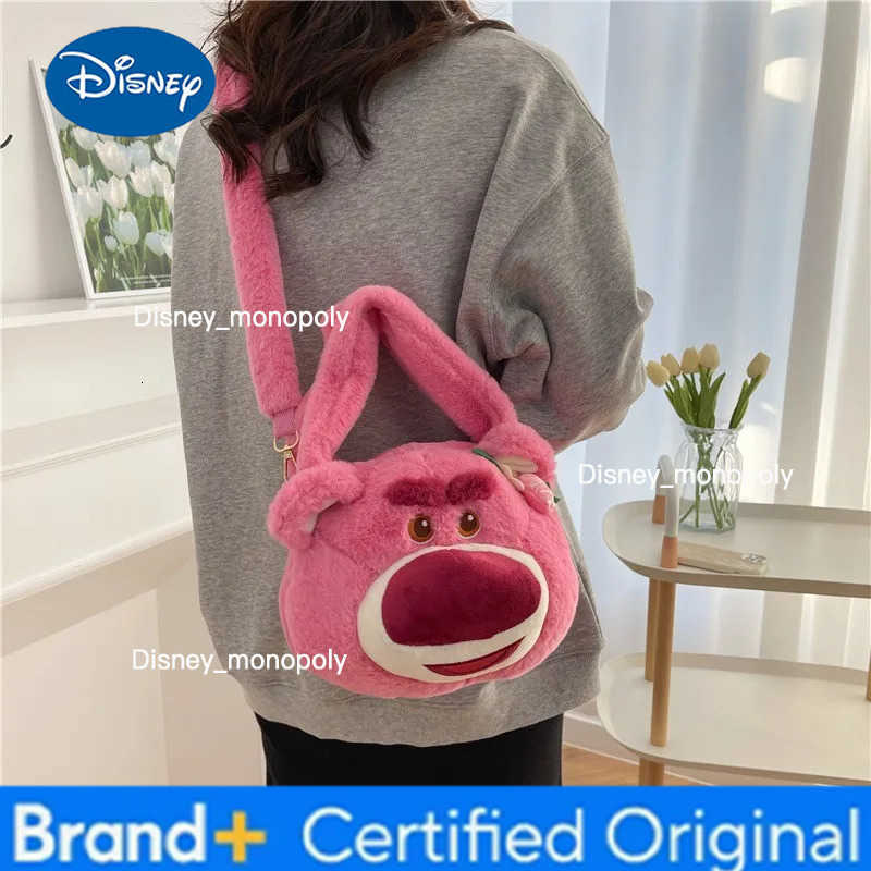 Disney New Winnie The Pooh Stitch Plush Crossbody Bag Large Capacity Girly Shoulder Cartoon Strawberry Bear Handbag H251225