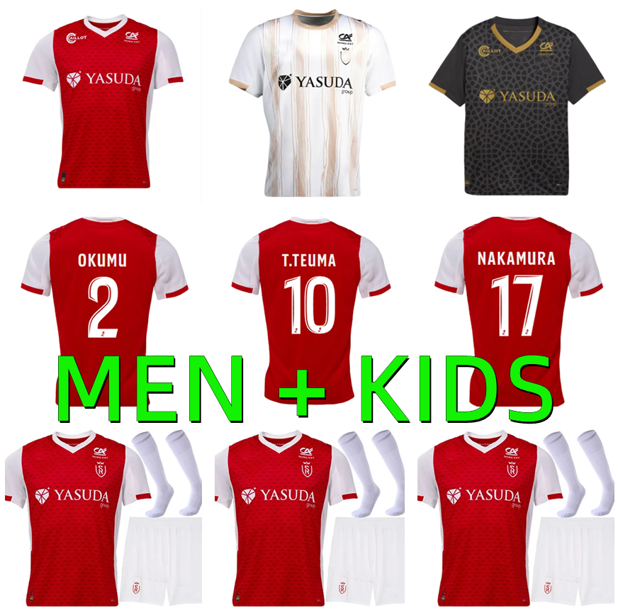 2025 2026 Stade De Reims Soccer Jerseys home away 25 26 Balogun Flips Ito Football Shirts Sierhuis ABDELHAMID ZENELI VAN BERGEN CUSTE Maolida maillot foot Men kids kit
