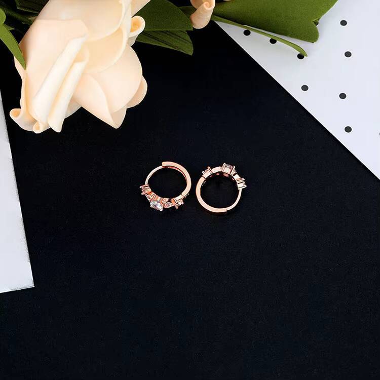 New Fashion Shiny Zirconia Ladies Elegant Moissanite Stud Earrings for Women Hoop Earrings Gold Plated Zirconia Jewellery