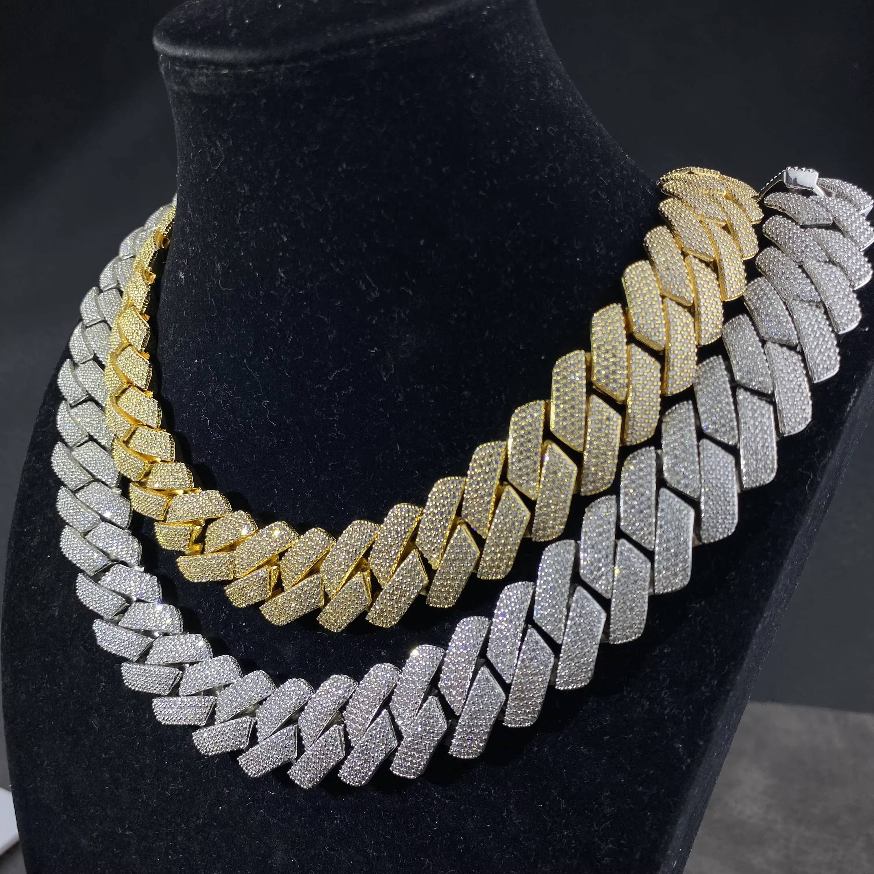 Fine Jewelry Iced Out Hip Hop Heavy 4 Rows Prong Cuban Link Chain Necklaces for Men Women Necklace Jewelry