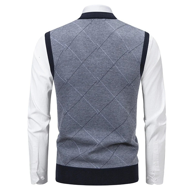 Mens Knitted Warm Sweater in Autumn and Winter Vneck Vest Diamond Grid Twisted Flower Casual Fashion Versatile Top 251225