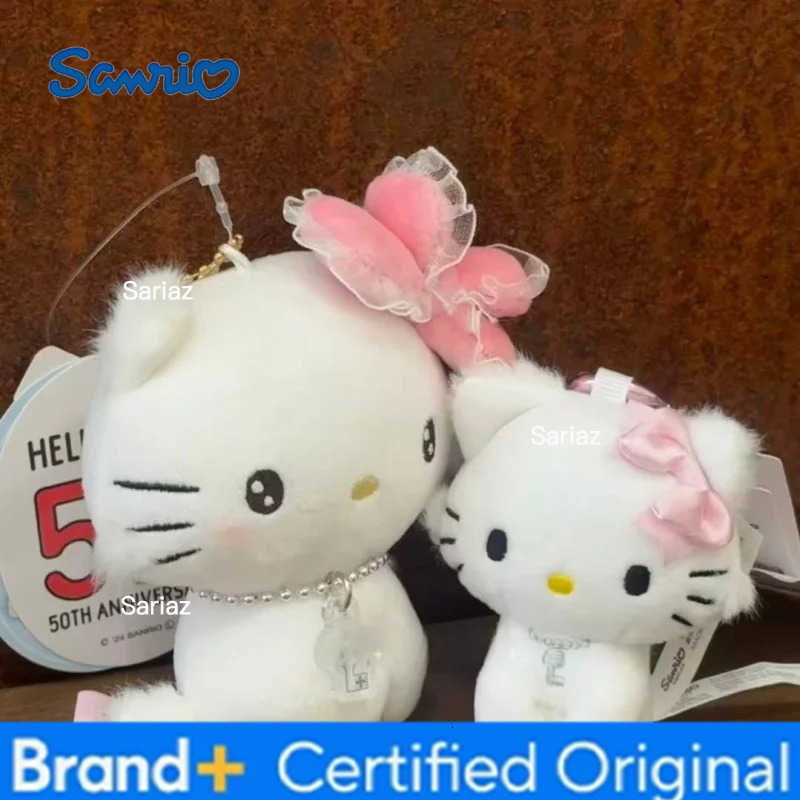 Sanrio NEW 50th Hello Kitty Sweet bow Charmmy Kitty Stuffed Plush Doll pendant Cartoon Kitty Plush toy heart kitten bag charm H251225