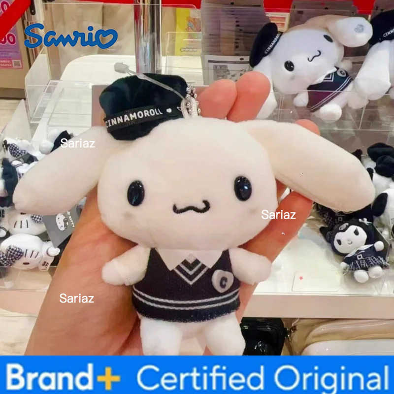 Sanrio Kawaii Sanrios Cinnamoroll Plush Pendant Black White Impression dark series Cartoon Stuffed Keyrings Toys Ornament girl Gifts H251225