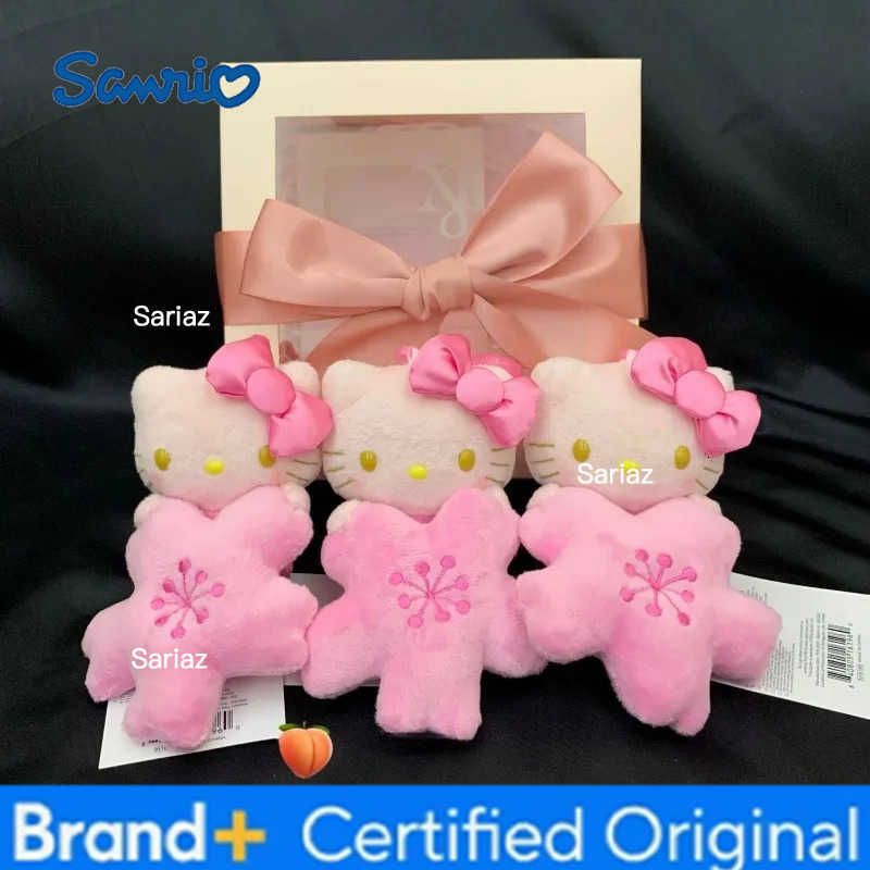 Sanrio Sanrios Black Skin Cherry Blossom Series Plush Doll Pendant Sakura Hello Kitty Plush Toys Kawaii Keychain Backpack Pendant gift H251225