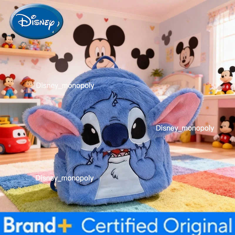 Disney New Stitch Plush Backpack Cartoon Fashion 3D Mini Womens Backpack Large Capacity Cute Childrens Schoolbag High Quality H251225