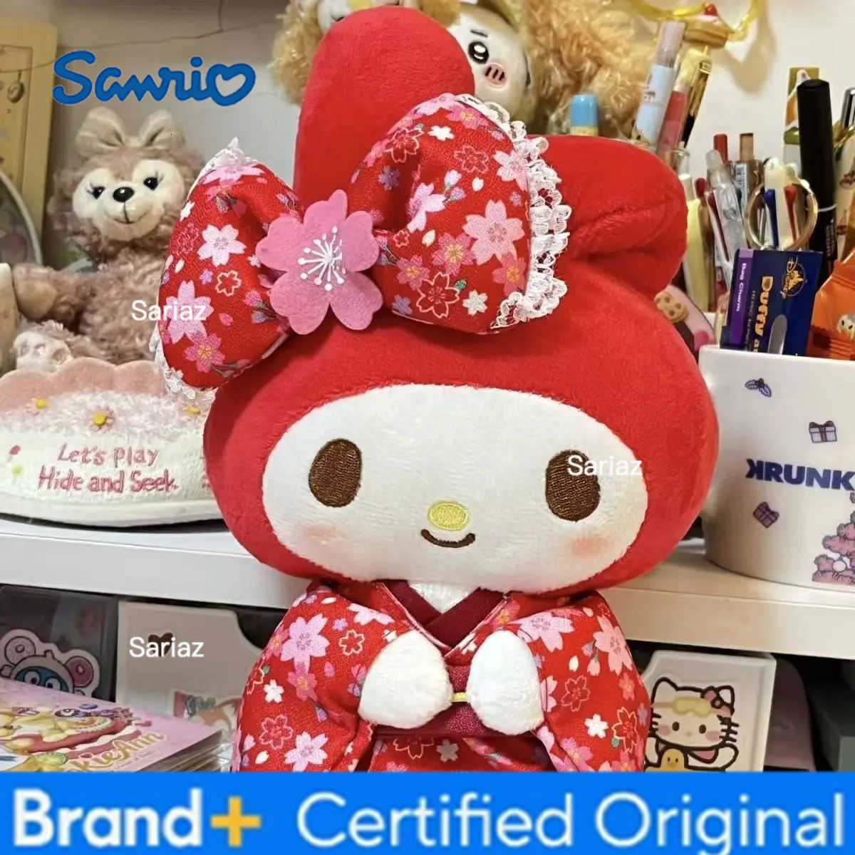 Sanrio New Kawaii My Melody Kimono Plush Keychain Cute Doll Plush Toy Ornament Cherry Blossom Doll Christmas Gift H251225